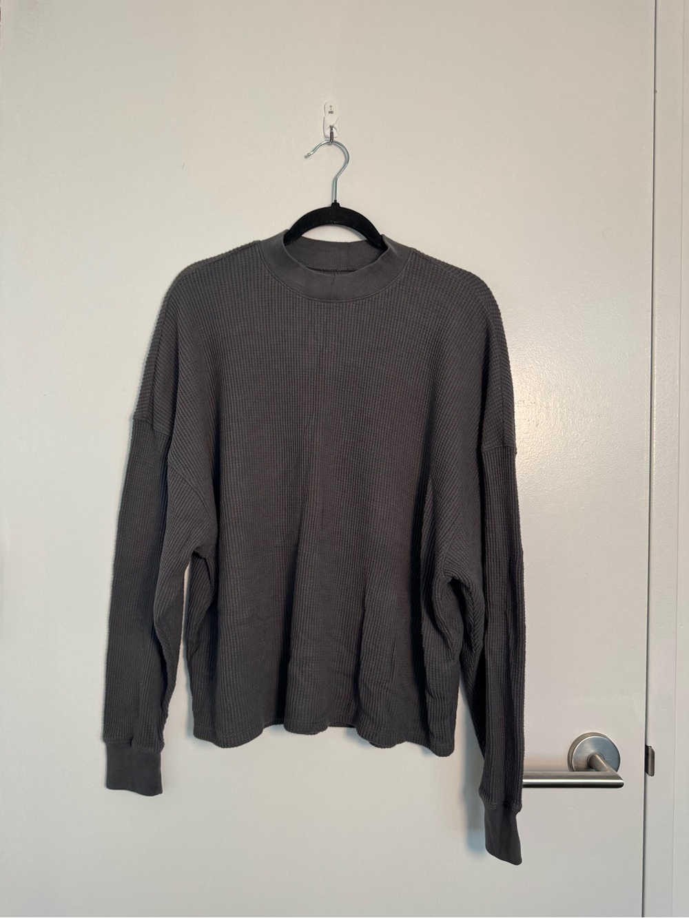 Abercrombie & Fitch Charcoal Crewneck Waffle Top